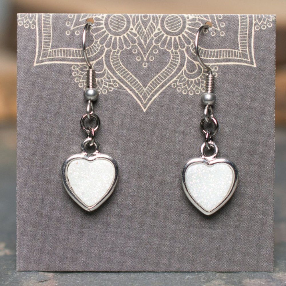 Druzy Aura Quartz Heart Earrings